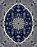 Dark Floral Sunburst Mandala Rug