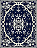 Dark Floral Sunburst Mandala Rug