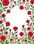 Romantic Red Rose Garden Floral Pattern Rug