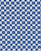 Blue Cream Geometric Square Design Rug