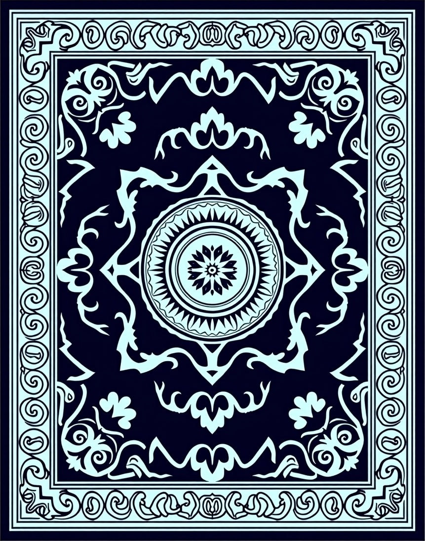 Classic Floral Medallion Contour Pattern Rug