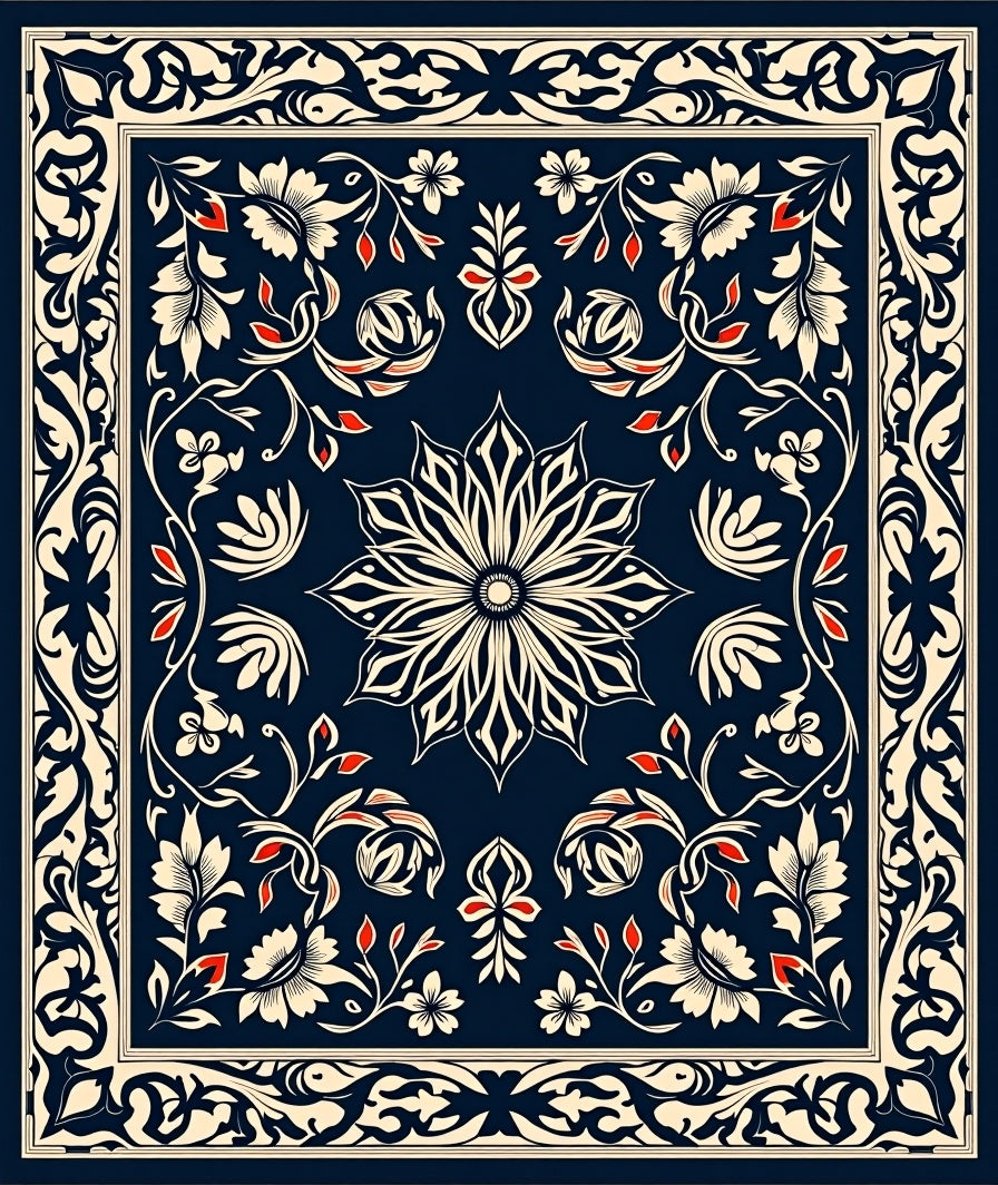 Elegant Floral and Mandala Design Rug