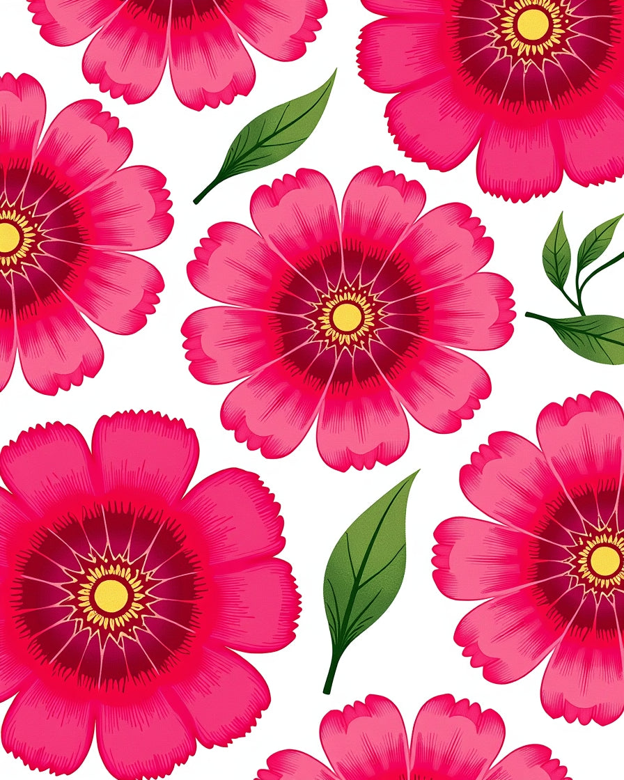 Vibrant Fuchsia Floral Pattern Rug