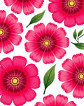 Vibrant Fuchsia Floral Pattern Rug