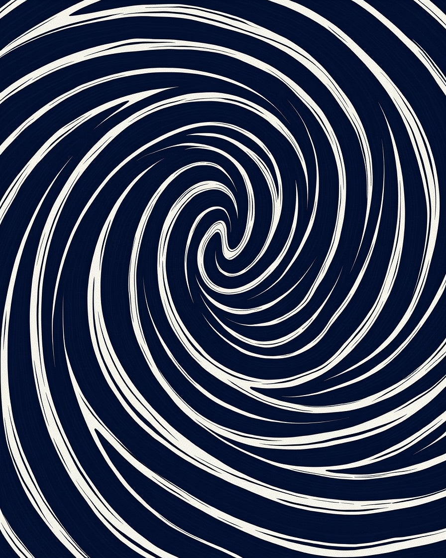 Deep Blue Spiral Swirl Pattern Rug