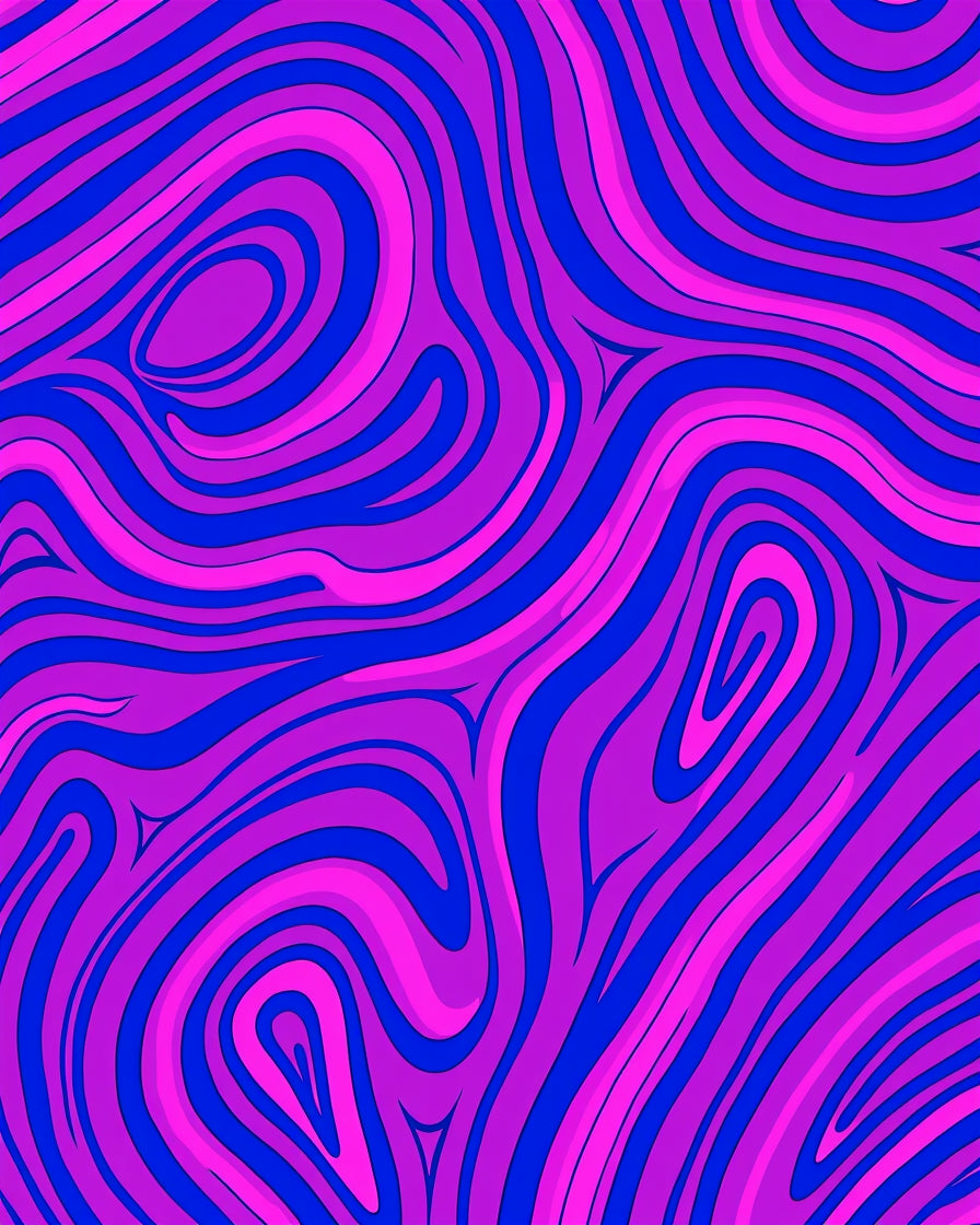Vibrant Magenta Blue Swirl Pattern Rug