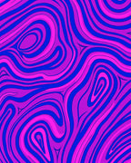 Vibrant Magenta Blue Swirl Pattern Rug