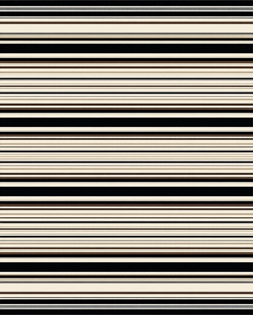 Classic Black Cream Stripe Design Rug