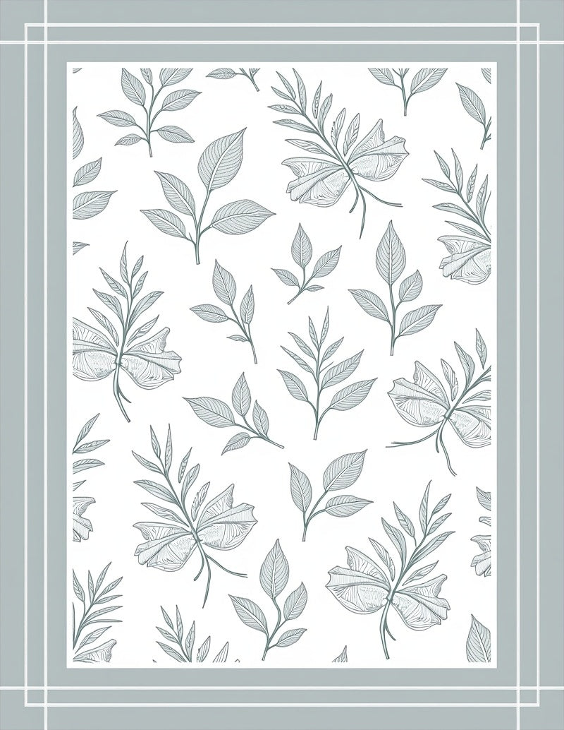 Botanical Sketch Leaf Pattern Design Rug