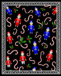 Festive Nutcracker Candy Cane Holly Border Rug
