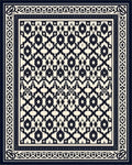 Elegant Cream Dark Blue Geometric Pattern Rug
