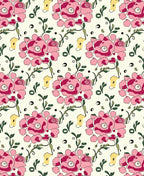 Pink Floral Vines Whimsical Pattern Rug