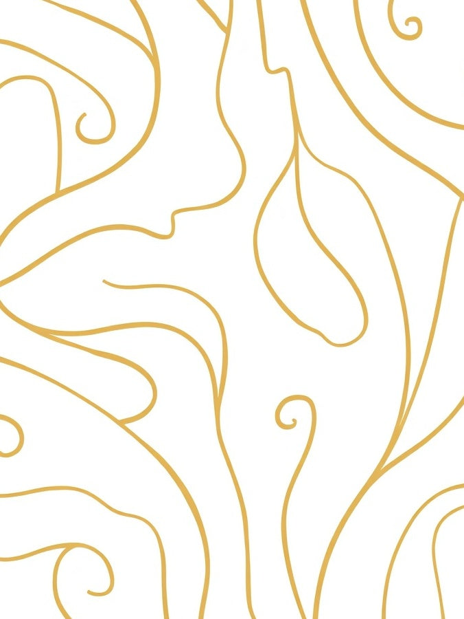 Elegant Gold Swirl Organic Pattern Rug