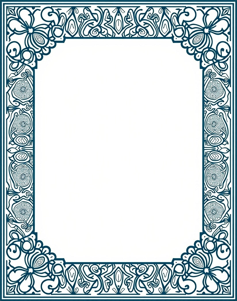 Art Nouveau Floral Swirl Border Design Rug