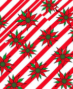 Red Floral Poinsettia Stripes Rug