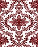 Crimson Floral Baroque Pattern Rug