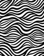 Bold Black White Wavy Pattern Rug