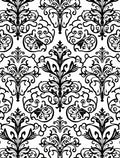 Black White Classic Floral Damask Rug
