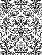Black White Classic Floral Damask Rug
