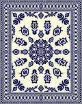 Ornate Blue Central Mandala Pattern Rug