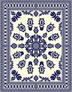 Ornate Blue Central Mandala Pattern Rug