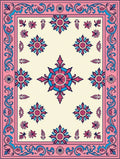 Pink Blue Floral Medallion Textile Rug