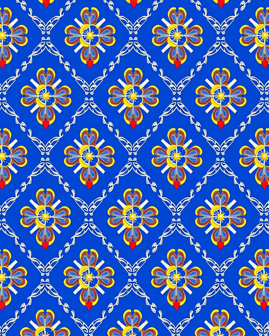 Grand Blue Floral Lattice Rug