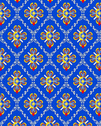 Grand Blue Floral Lattice Rug