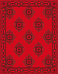 Red Floral Medallion Geometric Border Rug