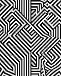 Black White Illusory Maze Pattern Rug
