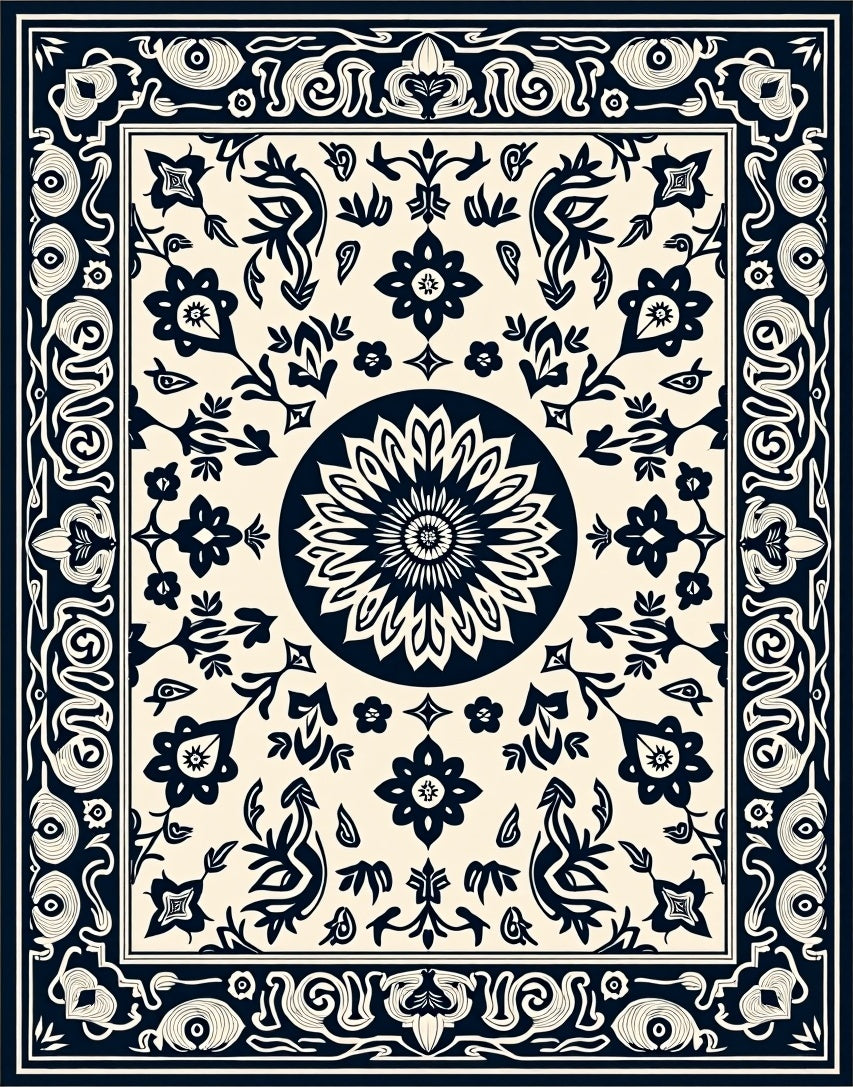 Elegant Floral Medallion Motif Rug