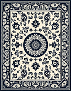 Elegant Floral Medallion Motif Rug