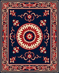 Classic Floral Medallion Red Cream Blue Rug