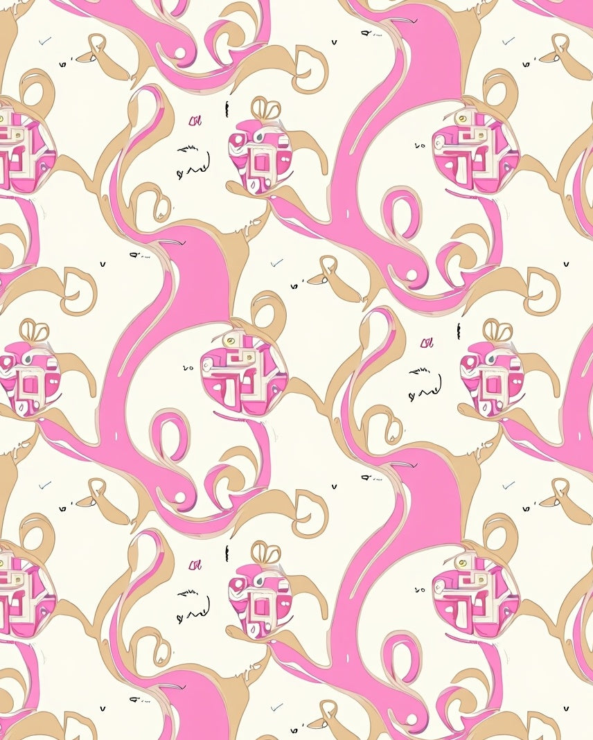 Pink Abstract Swirls Pattern Rug
