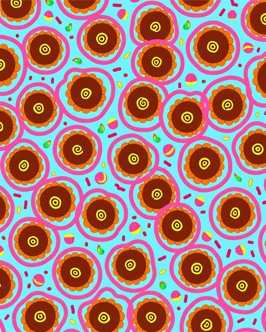 Whimsical Flower Swirl Pattern Rug