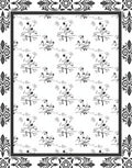 Black White Botanical Outline Pattern Rug