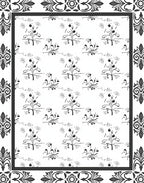 Black White Botanical Outline Pattern Rug