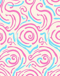 Playful Pink Blue Swirl Pattern Rug