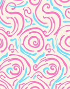 Playful Pink Blue Swirl Pattern Rug