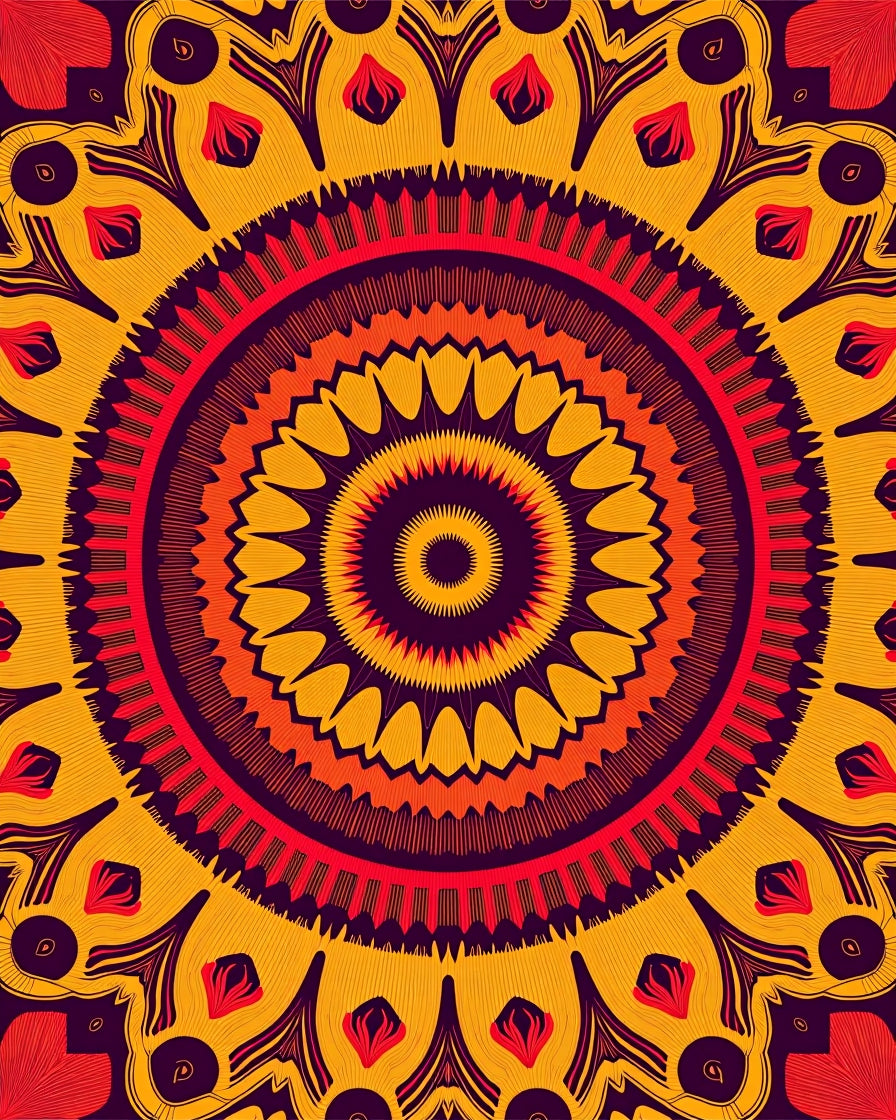 Radiant Mandala Patterned Sunburst Rug