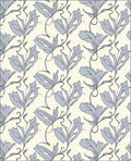 Cream And Blue Floral Vine Pattern Rug