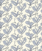 Cream And Blue Floral Vine Pattern Rug