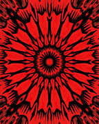 Bold Red Radial Geometric Art Rug
