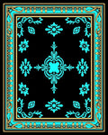 Bold Teal Floral Border Design Rug