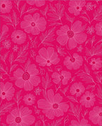 Hot Pink Floral Outline Design Rug