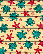 Teal Turtle Starfish Pattern Rug