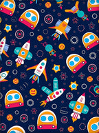 Space Travel Rocket Ship Pattern Rug