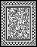 Abstract Leaves Geometric Border Design Rug