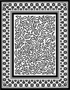 Abstract Leaves Geometric Border Design Rug