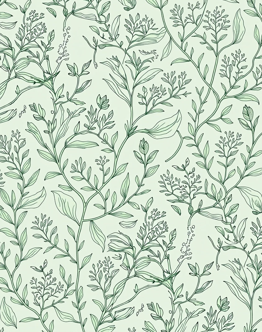 Delicate Botanical Vine Pattern Rug